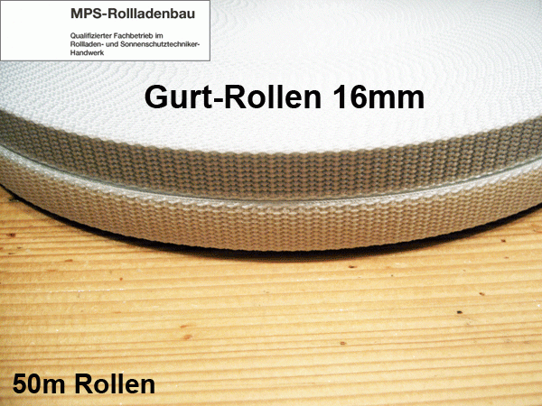 50m Rolle, Rolladengurt 16mm, Rollladengurtband