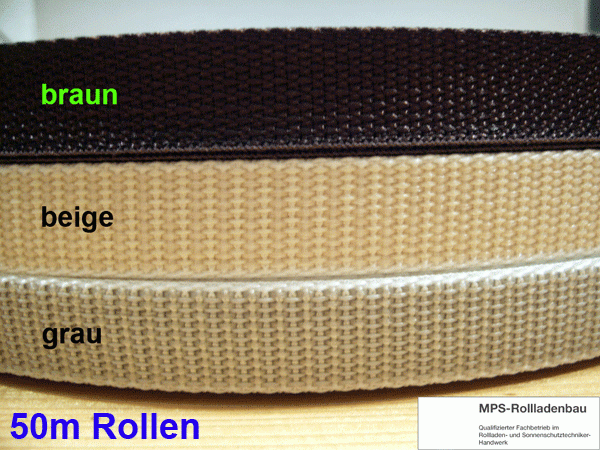 50m Rolle, Fertighausgurt 18mm, Rolladengurt, Rollladengurtband