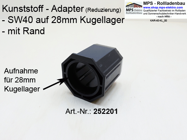 252201 Reduzierung, Wellenadapter, KU - SW40 auf Kugellager