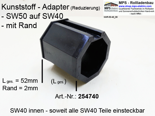 254740 Reduzierung, Wellenadapter, KU - SW50 auf SW40