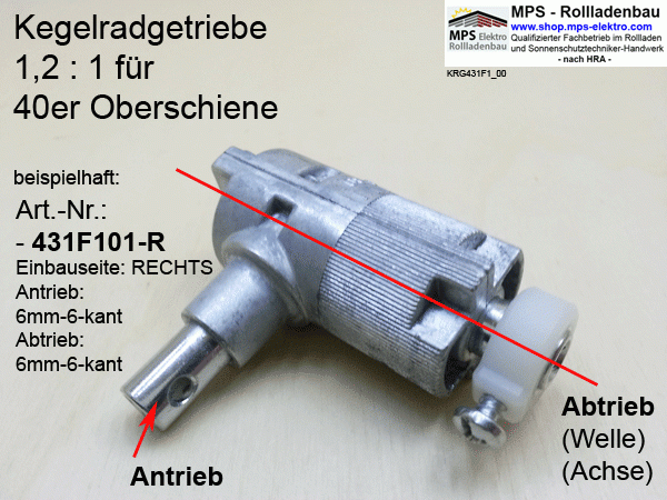 Jalousie-Getriebe, Raffstore-Getriebe, Serie 431F1.. 1,2:1