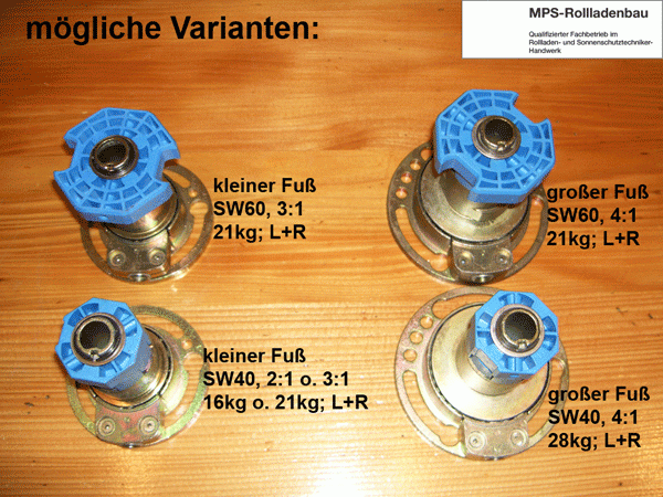 Kegelradgetriebe, Kurbelgetriebe, SW40/60, kl.Fuß, 2:1, 3:1, 16/21kg, L+R