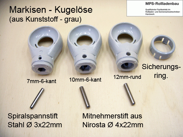 Markisen-Kugelöse, Rundöse, Kurbelöse - PVC - GRAU