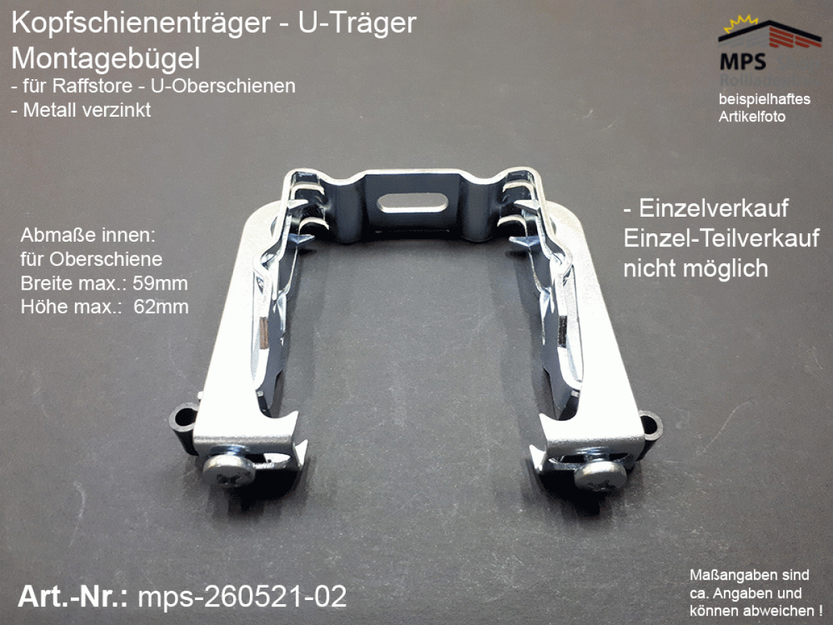 mps-260521-02 Montagebügel Kopfschienenträger für Raffstore Oberschiene