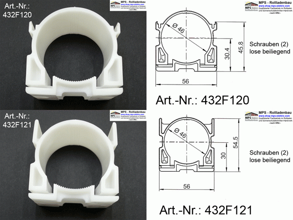 Getriebehalter für Jalousie-Raffstore-Getriebe, Serie 434F3..434F5..434F6..