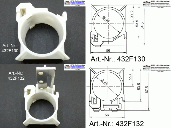 Getriebehalter für Jalousie-Raffstore-Getriebe, Serie 434F3..434F5..434F6..