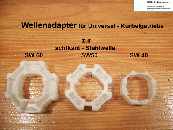 Kegelradgetriebe, Kurbelgetriebe SW40-50-60 Adapter-SET universal