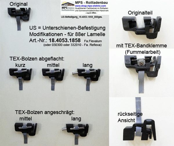 US-Texbandbefestigung für 88er Lamelle - Modifikation