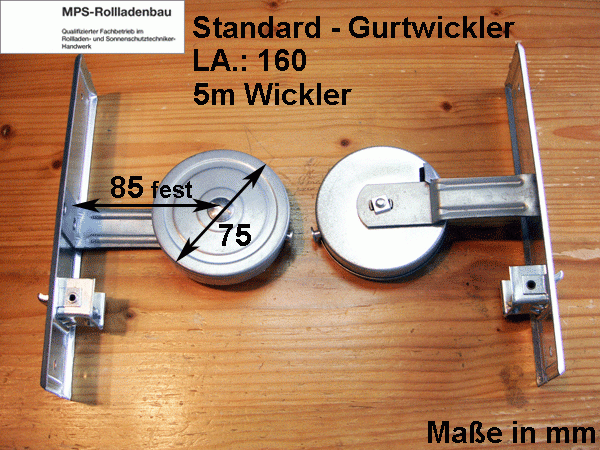 Standard Gurtwickler 5m, 23mm Gurt - ohne PVC-Blende