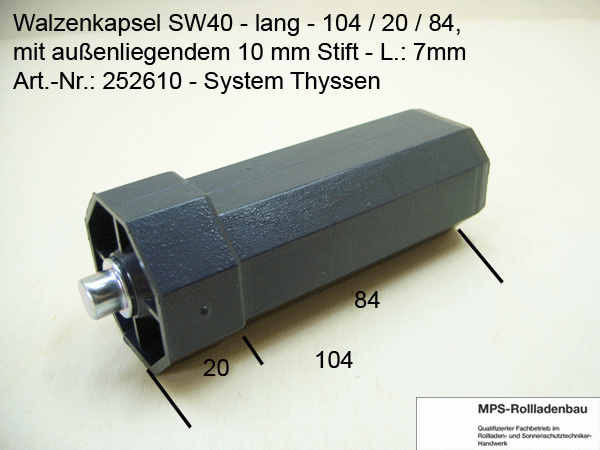 MINI Walzenkapsel SW40 - LANG, auch mit Gurtscheibe