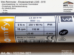 1023394 - SET - Rohrmotor LS40 9/16 (SW40x0,6mm), 9Nm / 16rpm, Motorlager, Anschlusskabel 1m offene Enden