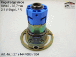 444F003 Links, 2:1 - Kegelradgetriebe, SW40, 16kg, kl.Fuß