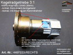 446F033-R (rechts) Kegelradgetriebe 3:1 WERU-Kopf SW40 (38mm) kl.Fuß Flansch